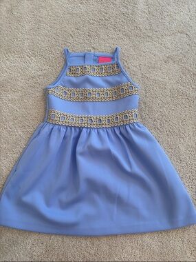 Lilly Pulitzer Cornflower Blue Halter Dress with Gold Trim